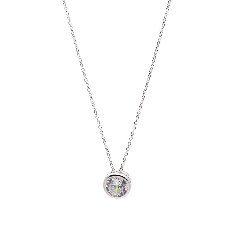 Round Bezel Set Silver Pendant