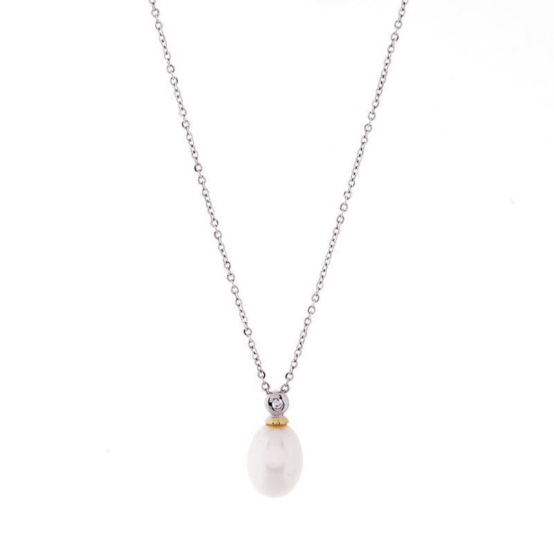 Lauren Two Tone Gold Freshwater Pearl Pendant