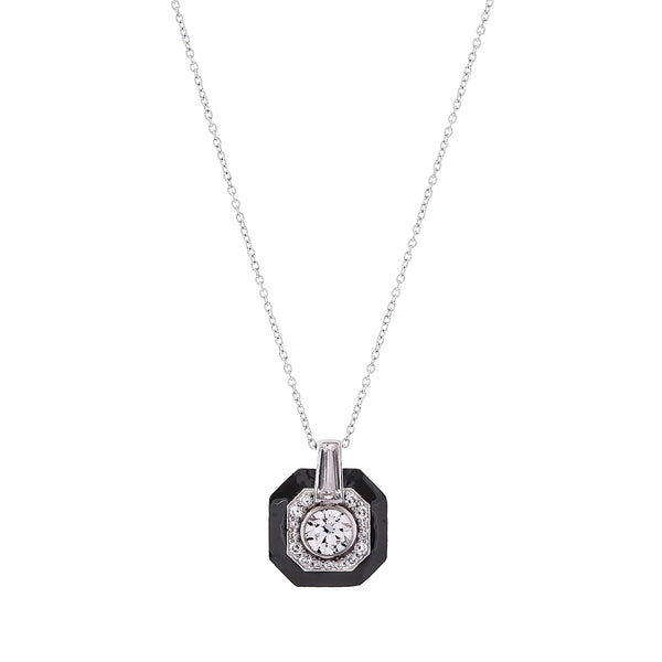 Mason Black & Clear Square Art Deco Pendant