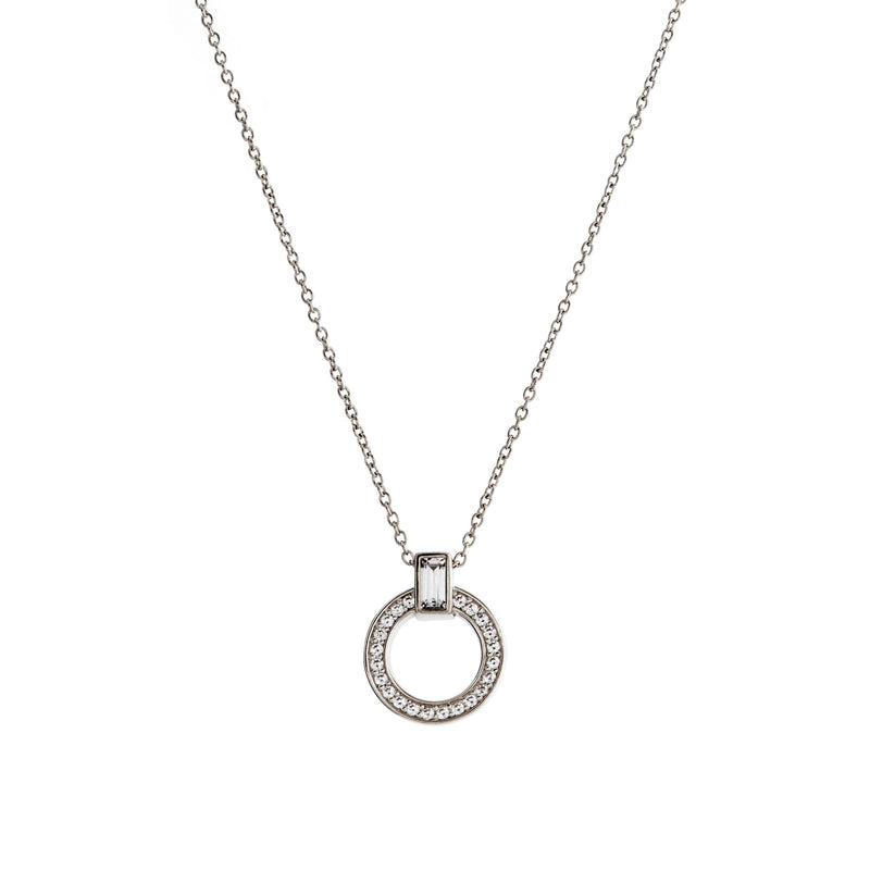 Aviva Rhodium plate round baguette cubic zirconia pendant