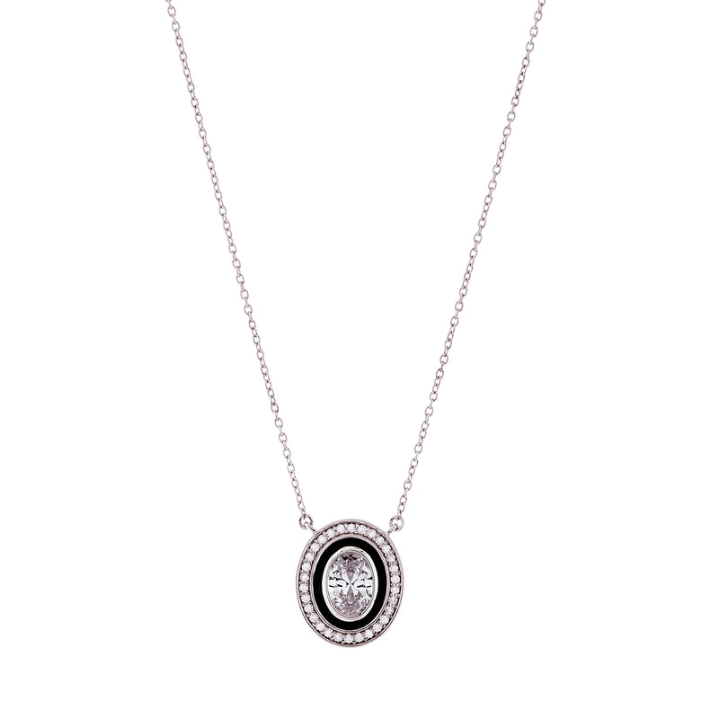 Madison Black & White Oval Pendant