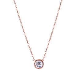 Avery Bezel Pendant on Fine Rose Gold Chain