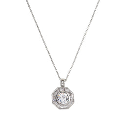 Allegra Rhodium & Clear CZ Art Deco Pendant