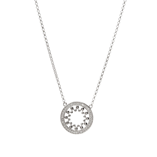 Rhodium CZ Pendant on fine chain