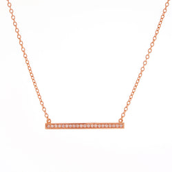 Rose Gold Cubic Zirconia Bar Necklace