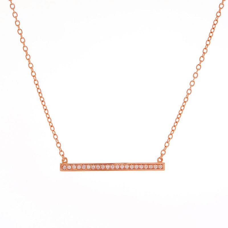 Rose Gold Cubic Zirconia Bar Necklace