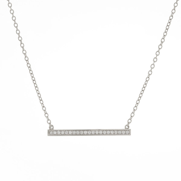 Silver Cubic Zirconia Bar Necklace
