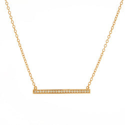 Gold Cubic Zirconia Bar Necklace