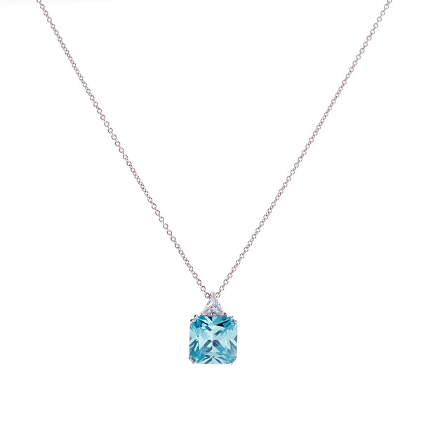 Lottie Aqua Rhodium Square Pendant