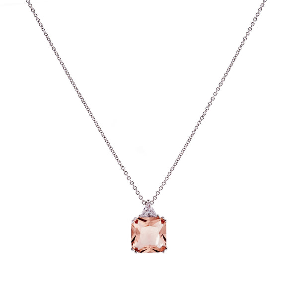 Lottie Pink Rhodium Square Pendant