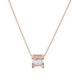 Asscher Cut Cubic Zirconia Rose Gold Necklace