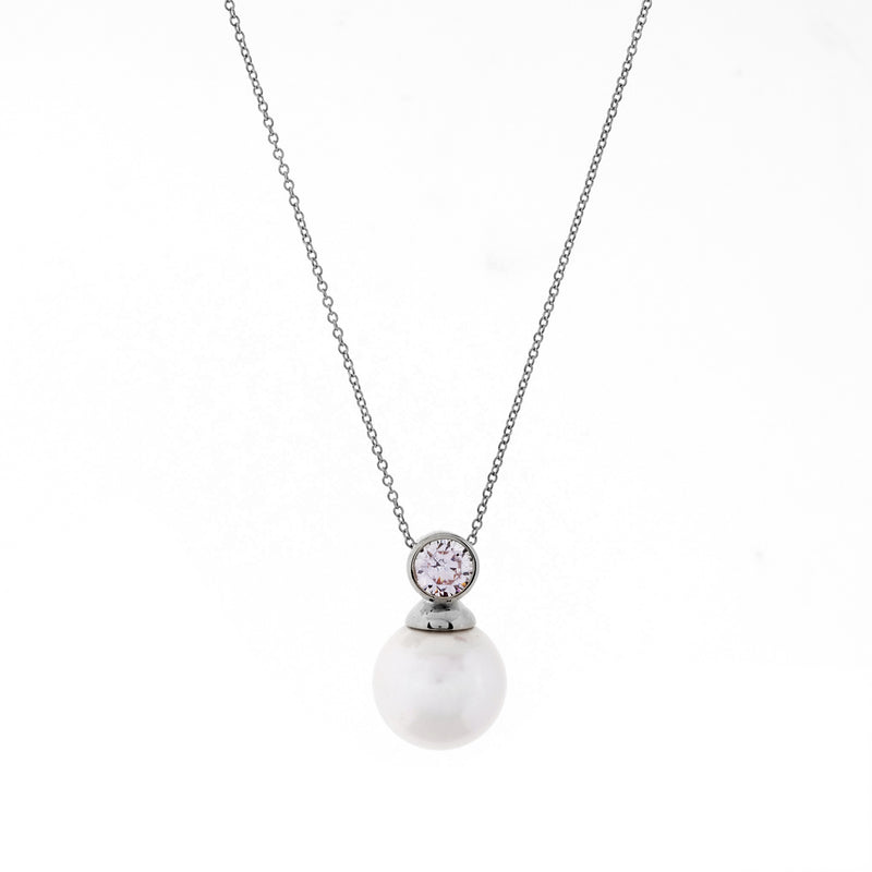 Sarah Silver Pearl Necklace