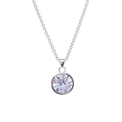 Silver Bezel-Set Cubic Zirconia Pendant
