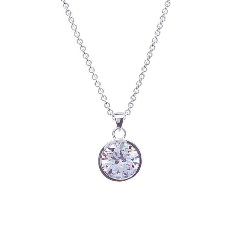 Silver Bezel-Set Cubic Zirconia Pendant