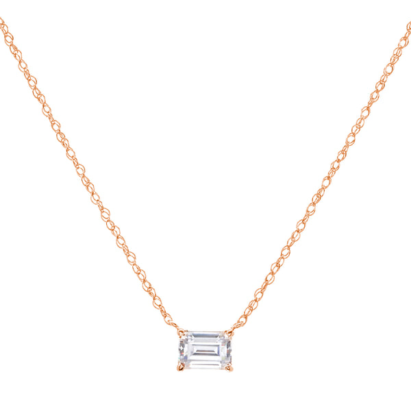 Ayla Baguette Rose Gold Necklace