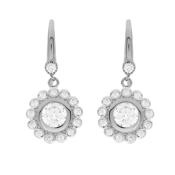 Charlotte Silver Flower Earrings on Hook