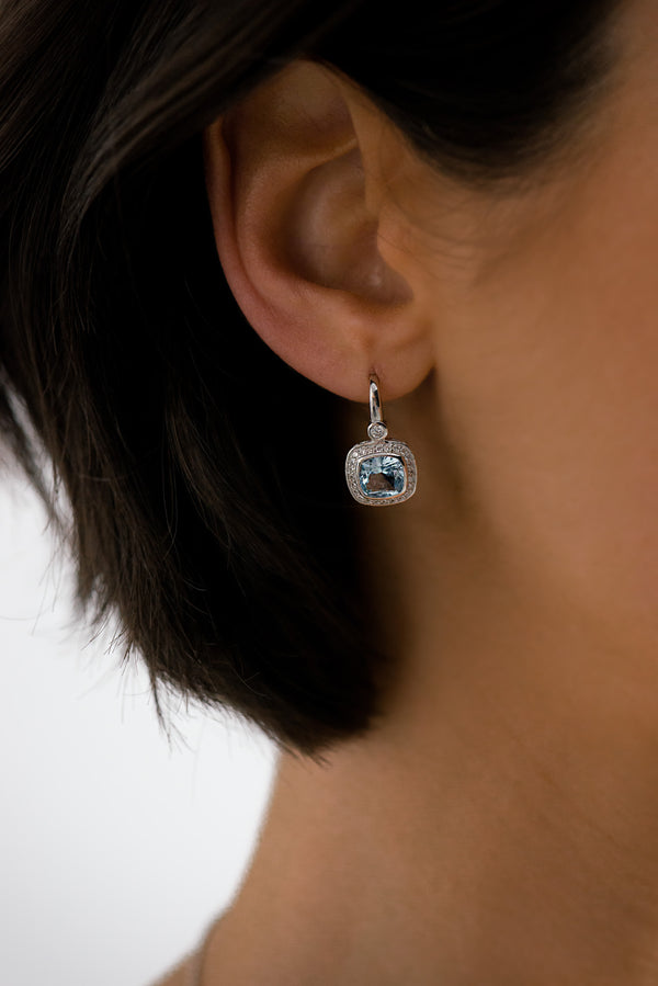 Phoebe Blue & Cubic Zirconia Square Earrings