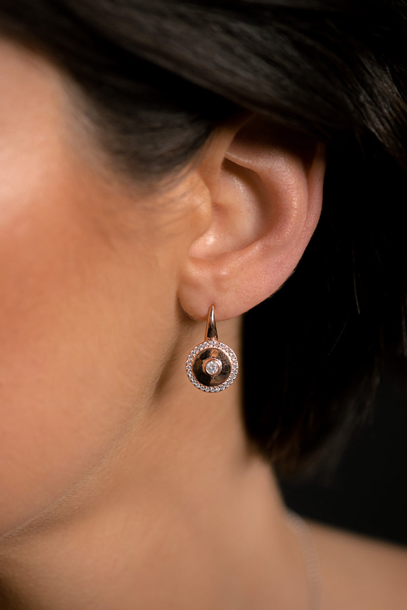Charlie Round Rose Gold Earrings