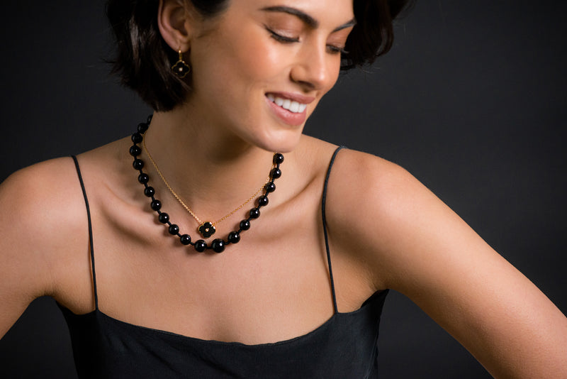Black Agate Knotted Necklace