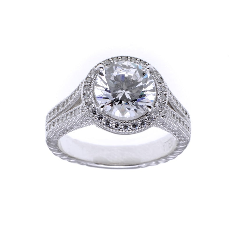 Rhodium Micro Pave CZ Ring