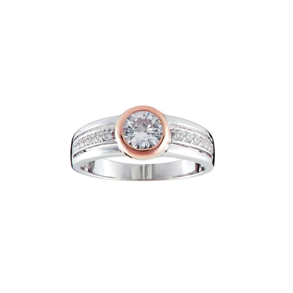 Halo Two-Tone Rose Gold & Silver Ring