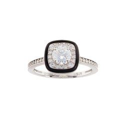 Lillibet Black & Clear Square Ring