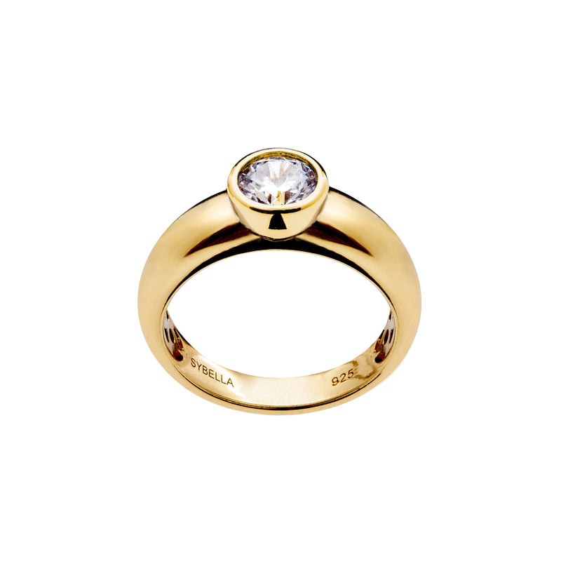 Edwina Gold plate, cubic zirconia bezel set ring