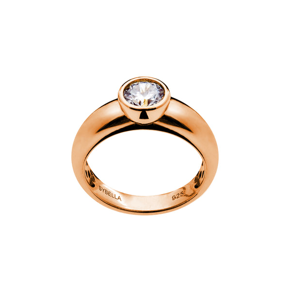 Edwina Rose gold plate, cubic zirconia, bezel set ring