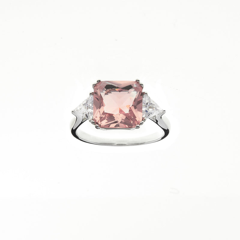 Lottie Pink Rhodium Square Ring