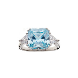 Lottie Aqua Rhodium Square Ring