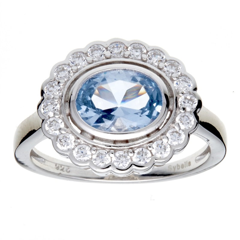 Elizabeth Oval Blue Cubic Zirconia Ring