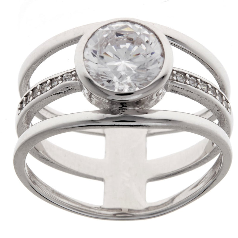 Rhodium CZ Dress Ring