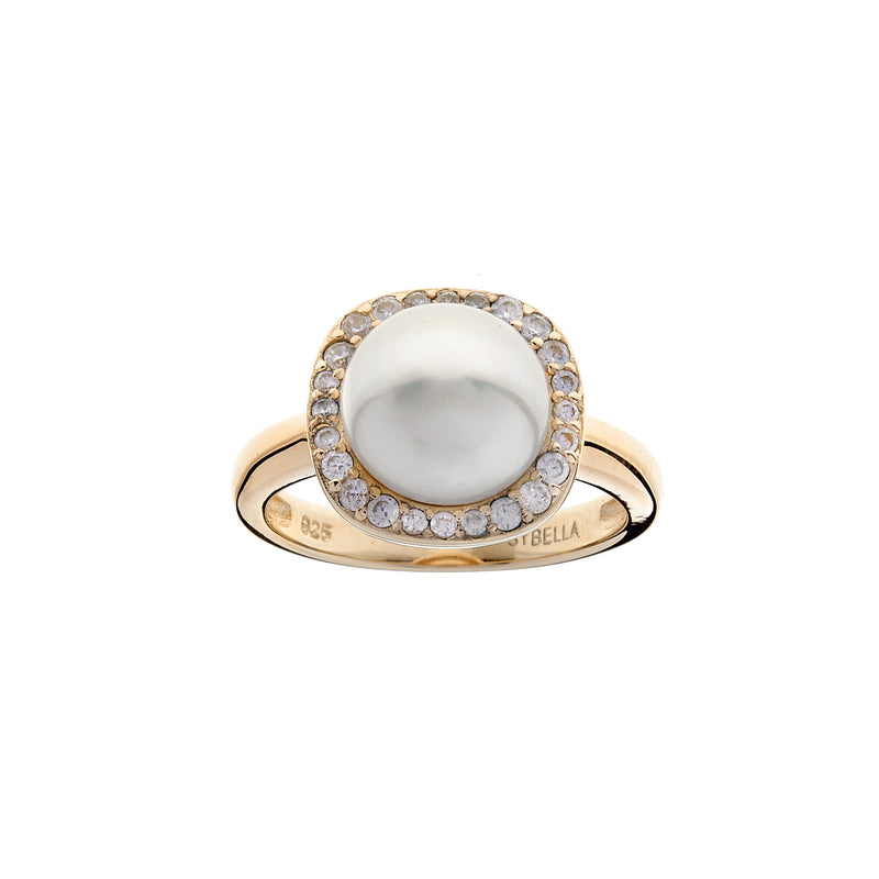 Maya Gold Square Set & Pearl Ring