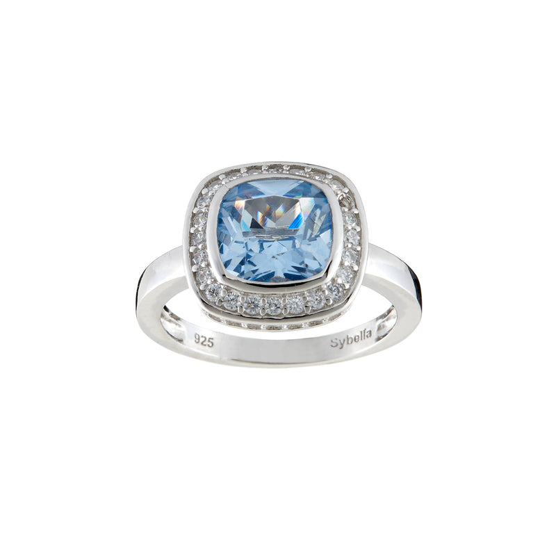 Phoebe Blue & White Cubic Zirconia Silver Ring