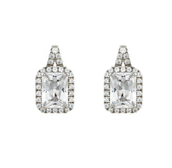 Estelle Rectangle Rhodium Studs