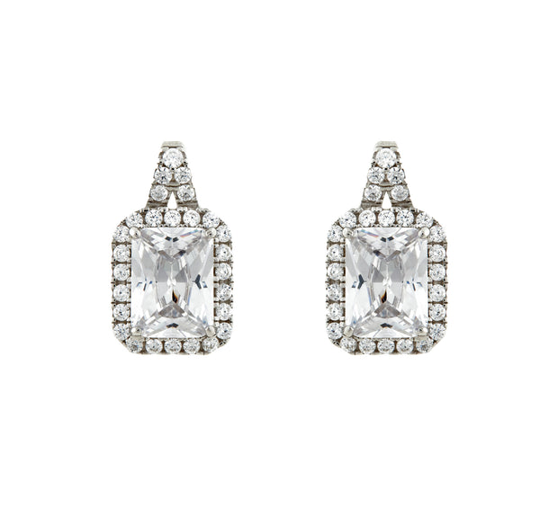 Estelle Rectangle Rhodium Studs