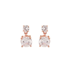 Janie Round Brilliant Rose Gold Drop Earrings
