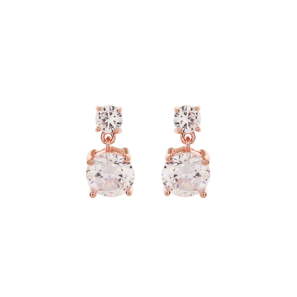 Janie Round Brilliant Rose Gold Drop Earrings