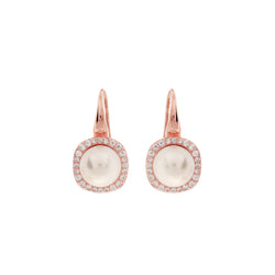 Maya Rose Gold Square Set & Pearl Hook Earrings