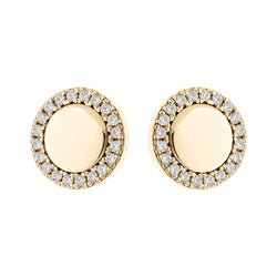 Round Disc Gold Stud Earrings
