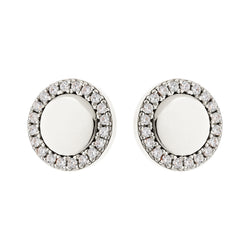 Round Disc Silver Stud Earrings