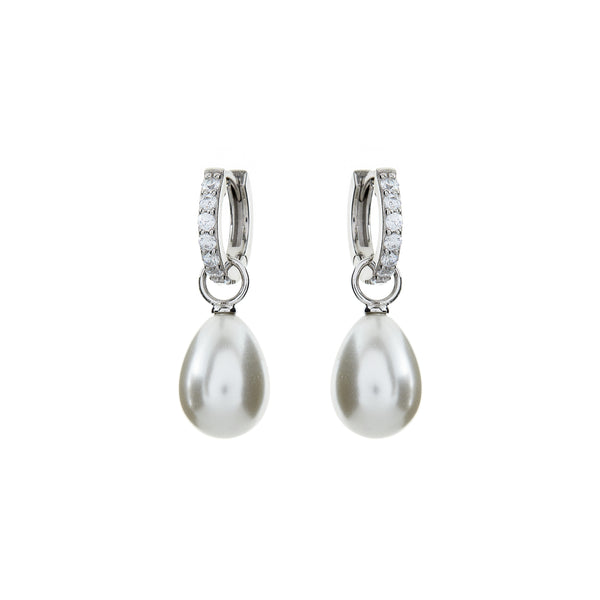 Bindi Baroque Pearl Silver Hoop Earrings