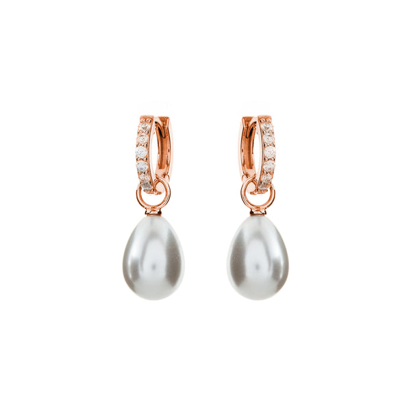 Bindi Baroque Pearl Rose Gold Hoop Earrings
