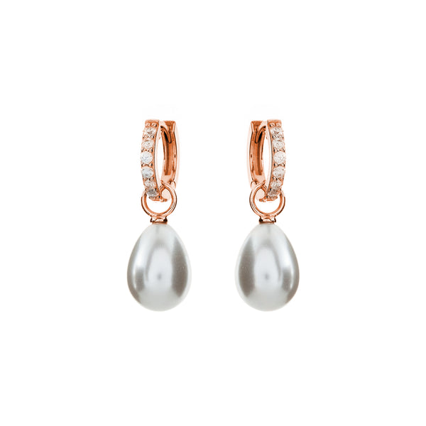 Bindi Baroque Pearl Rose Gold Hoop Earrings