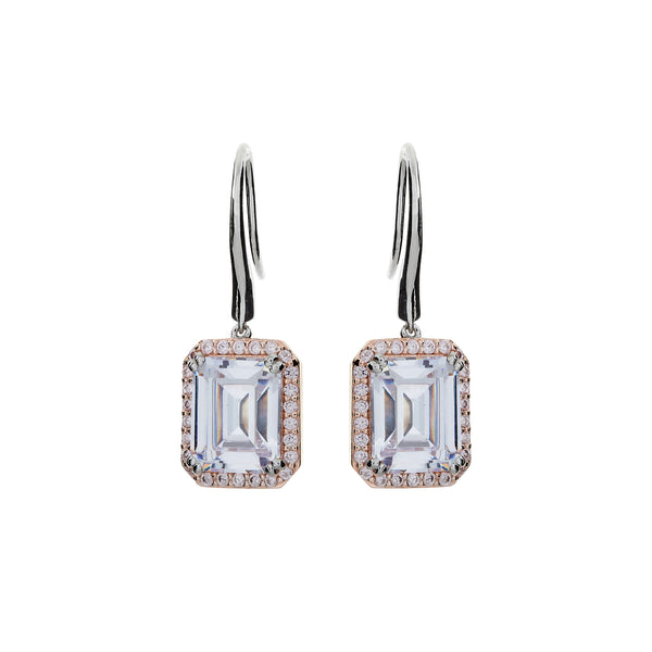 Araminta Pink Cubic Zirconia Two-Tone Earrings