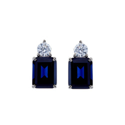 Paris Blue Baguette Stud Earrings