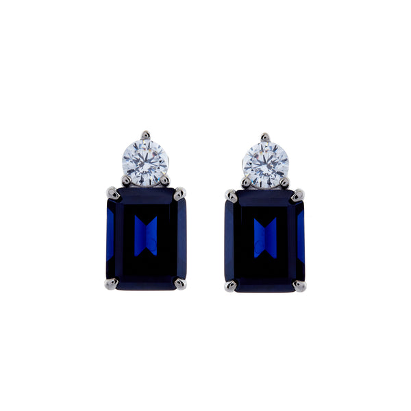 Paris Blue Baguette Stud Earrings