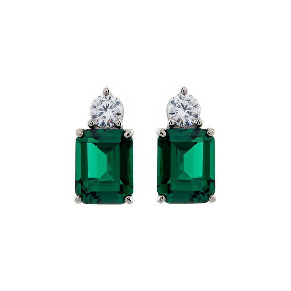 Paris Green Baguette Stud Earrings