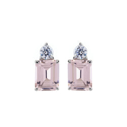 Paris Pink Baguette Stud Earrings