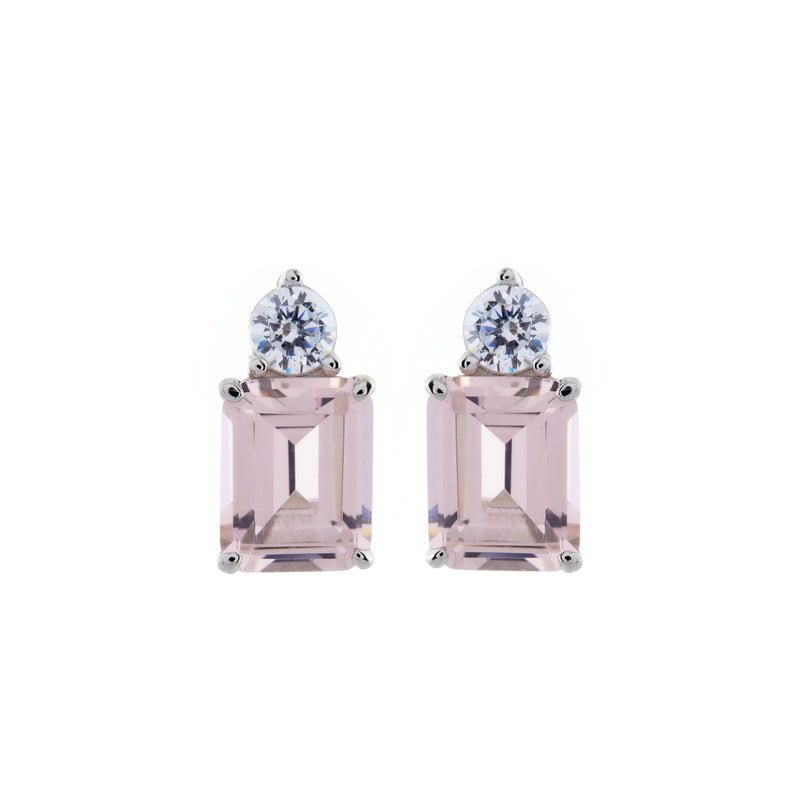 Paris Pink Baguette Stud Earrings